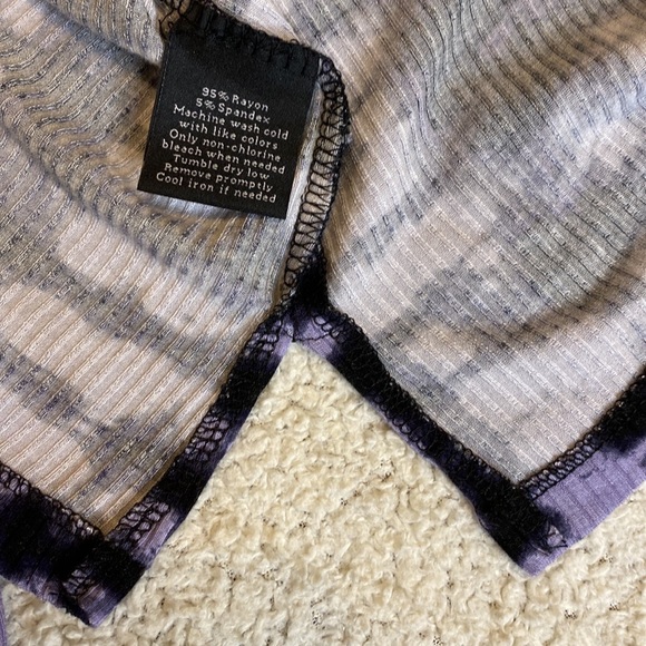 Rock & republic womens shirt tie-dye black purple snap button ribbed XS - Picture 13 of 16